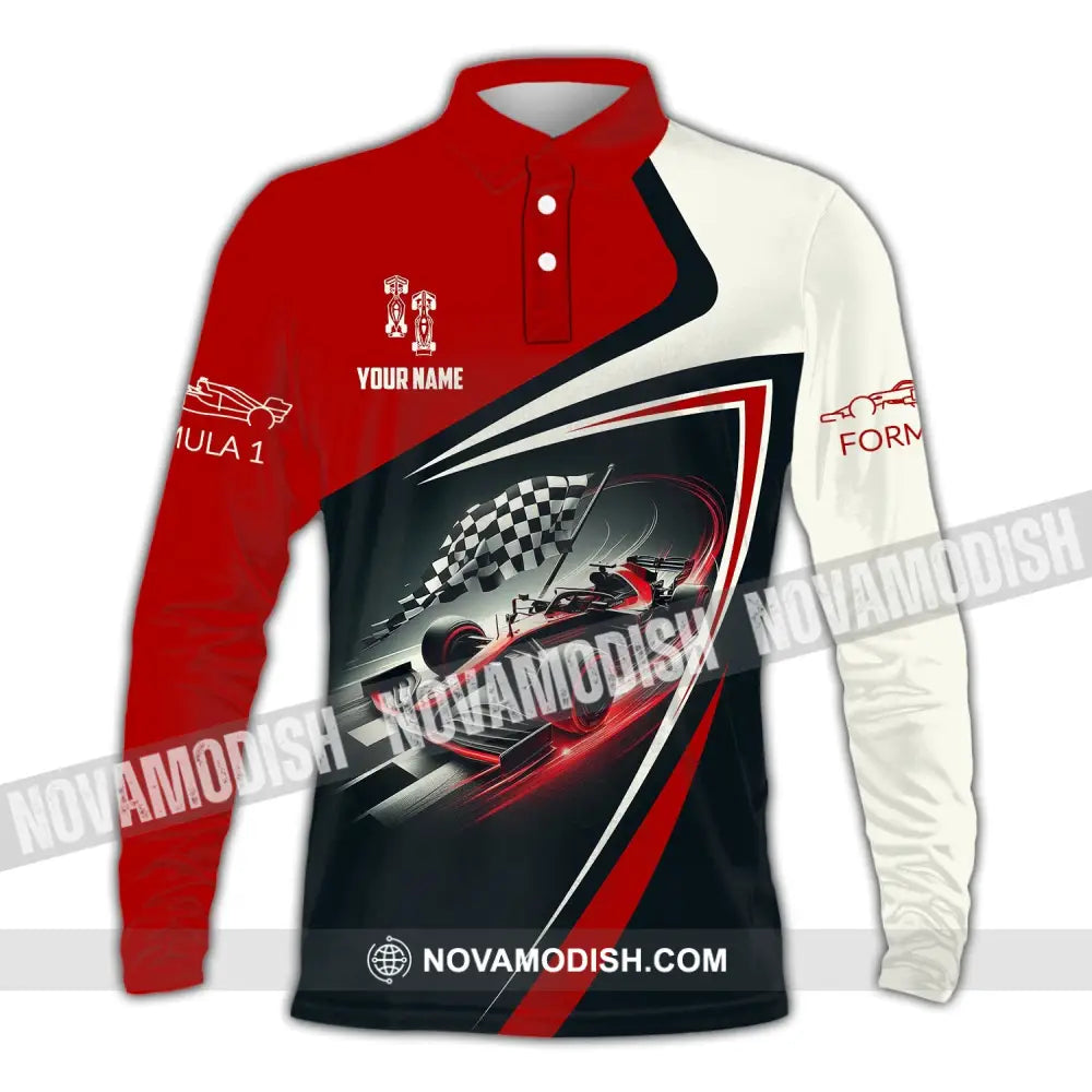 Man Shirt Custom Name Formula One F1 T-Shirt Hoodie Long Sleeve Polo / S T-Shirt