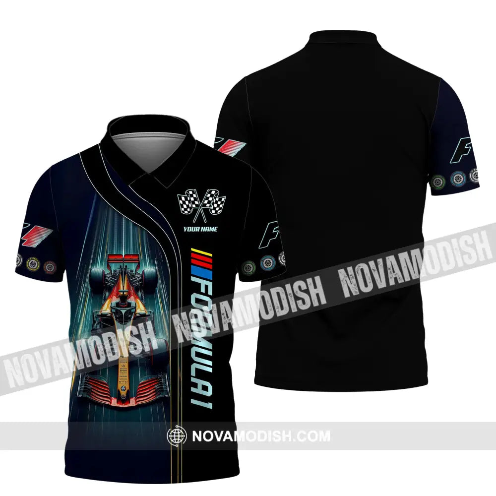 Man Shirt Custom Name Formula One F1 T-Shirt Hoodie Long Sleeve Polo / S