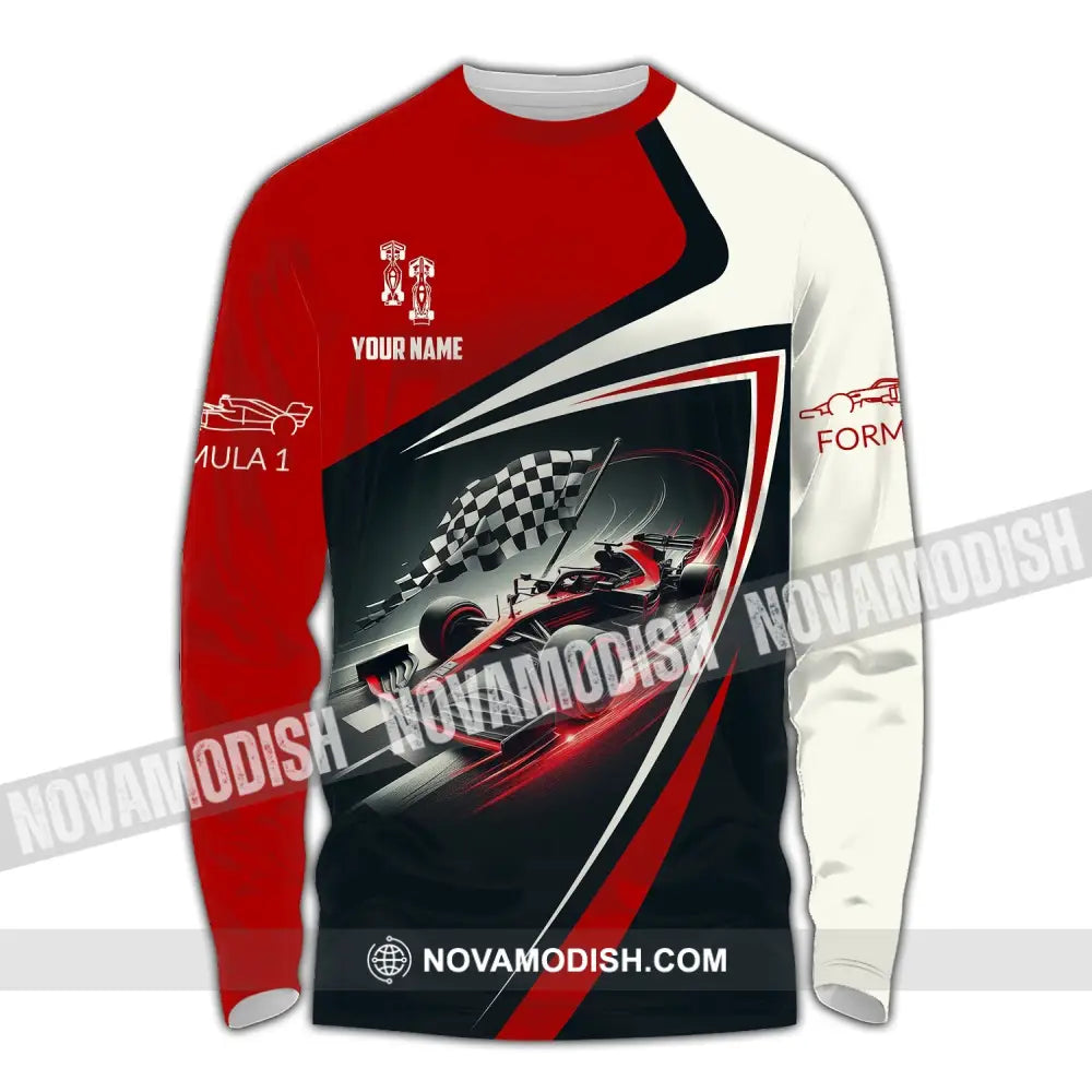 Man Shirt Custom Name Formula One F1 T-Shirt Hoodie Long Sleeve / S T-Shirt