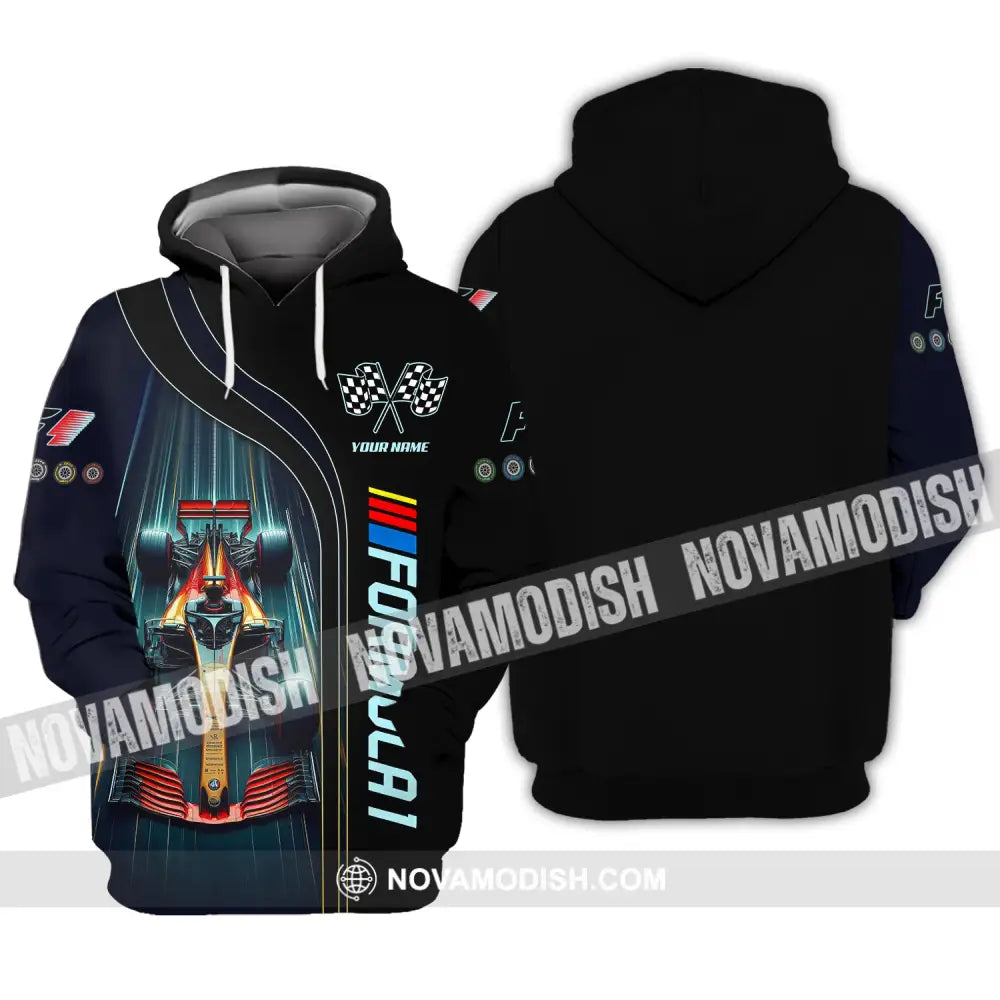 Man Shirt Custom Name Formula One F1 T-Shirt Hoodie Long Sleeve / S