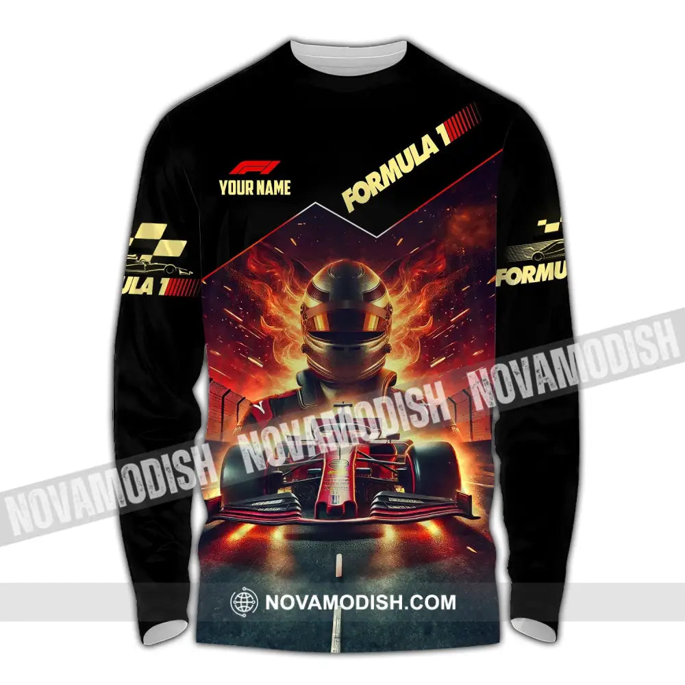 Man Shirt Custom Name Formula One F1 T-Shirt Hoodie Long Sleeve / S T-Shirt