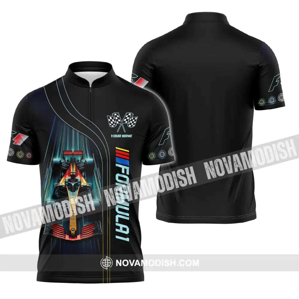 Man Shirt Custom Name Formula One F1 T-Shirt Hoodie Long Sleeve Zipper Polo / S
