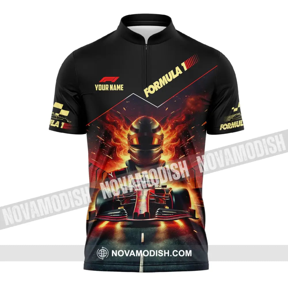 Man Shirt Custom Name Formula One F1 T-Shirt Hoodie Long Sleeve Zipper Polo / S T-Shirt