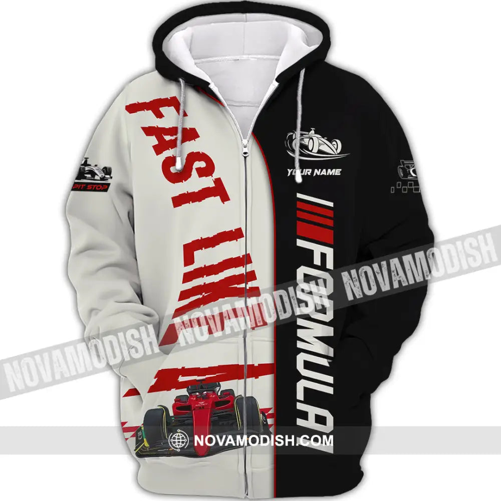 Man Shirt Custom Name Formula One F1 T-Shirt Hoodie Long Sleeve Zipper / S T-Shirt