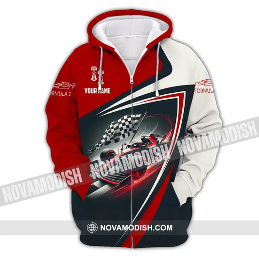 Man Shirt Custom Name Formula One F1 T-Shirt Hoodie Long Sleeve Zipper / S T-Shirt