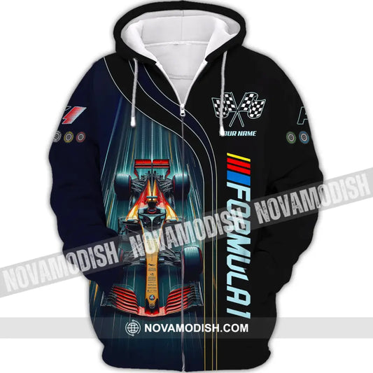 Man Shirt Custom Name Formula One F1 T-Shirt Hoodie Long Sleeve Zipper / S