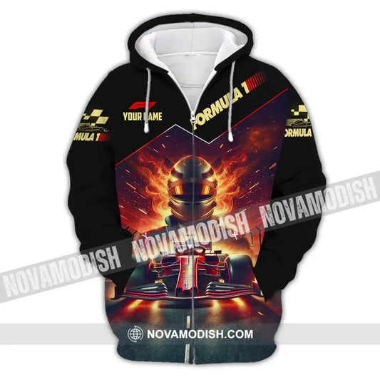 Man Shirt Custom Name Formula One F1 T-Shirt Hoodie Long Sleeve Zipper / S T-Shirt