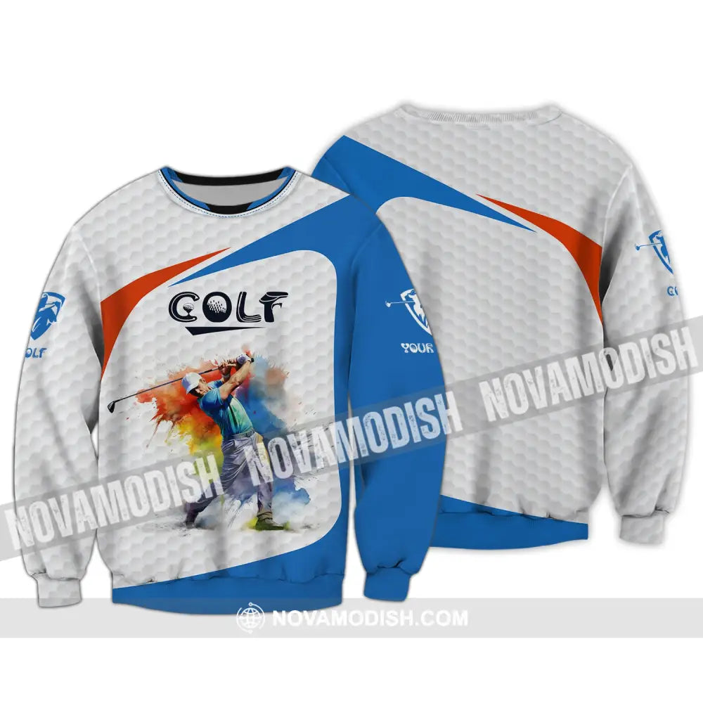 Man Shirt Custom Name Golf Gift For Lover Player Long Sleeve / S T-Shirt