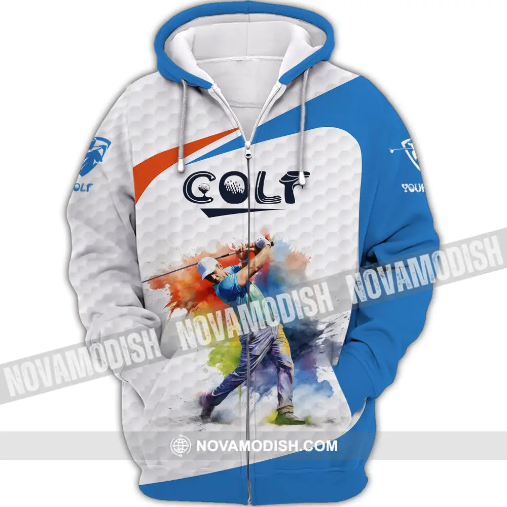 Man Shirt Custom Name Golf Gift For Lover Player Zipper Hoodie / S T-Shirt