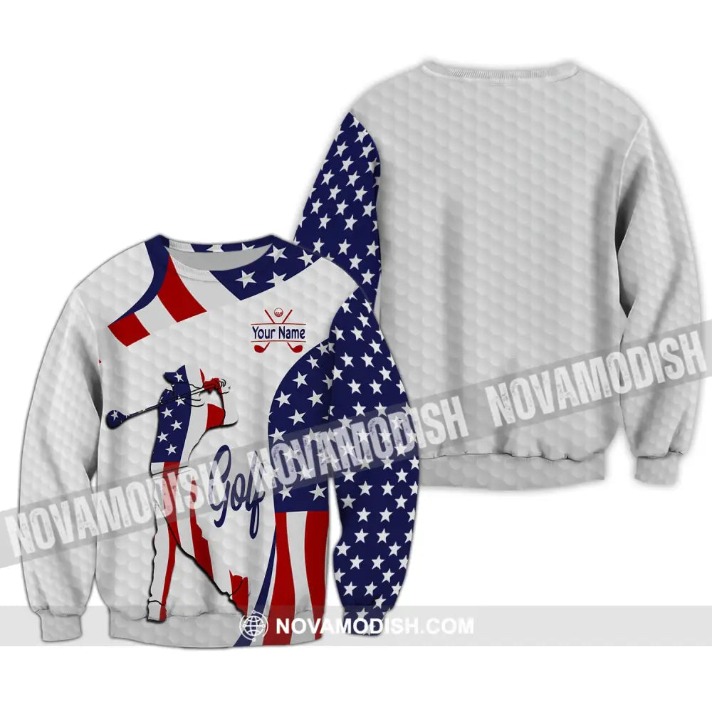 Man Shirt Custom Name Golf Gift For Lover Usa Player Long Sleeve / S T-Shirt