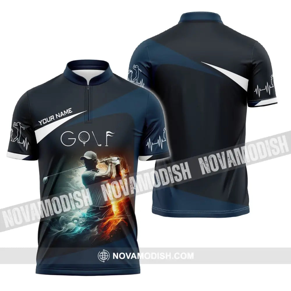 Man Shirt Custom Name Golf T-Shirt For Club Gift Lovers Zipper Polo / S T-Shirt