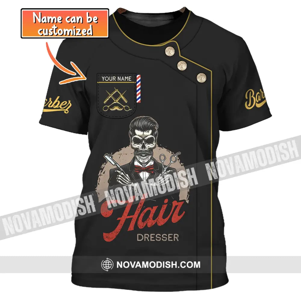 Man Shirt Custom Name Hairdresser Hairstylist Apparel T-Shirt For Barber Shop