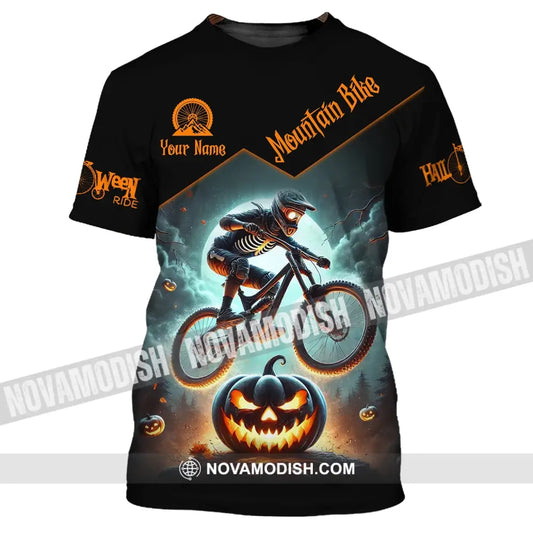 Man Shirt Custom Name Halloween Mountain Bike Lover T-Shirt / S T-Shirt