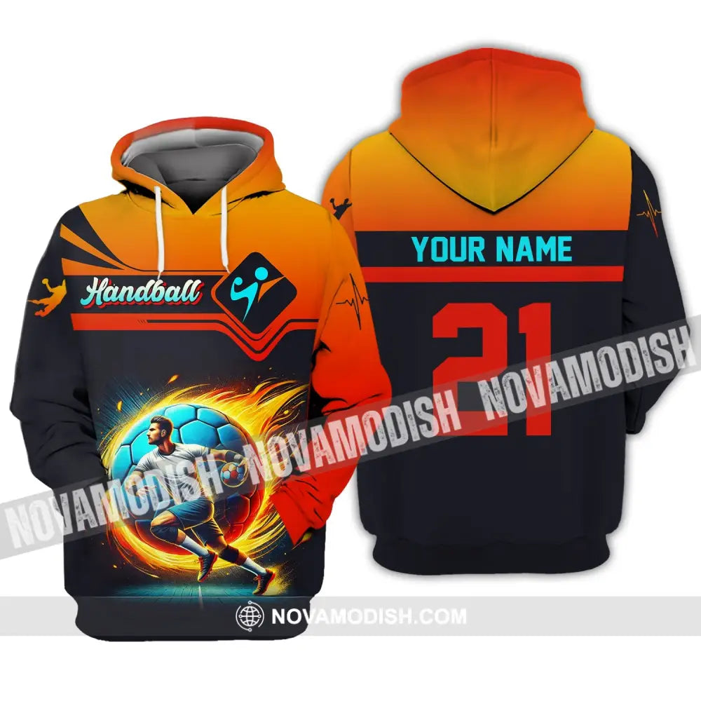 Man Shirt Custom Name Handball Long Sleeve Hoodie Polo Team Uniform / S T-Shirt