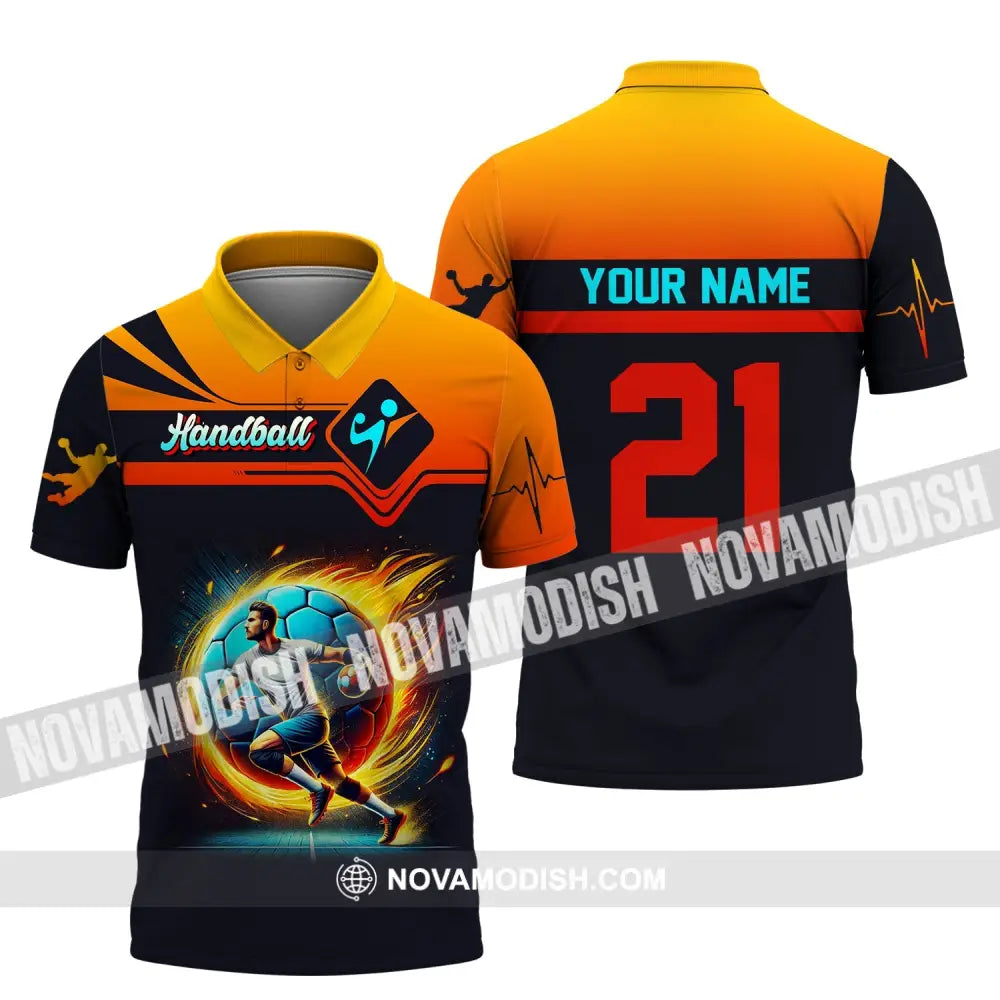 Man Shirt Custom Name Handball Long Sleeve Hoodie Polo Team Uniform / S T-Shirt