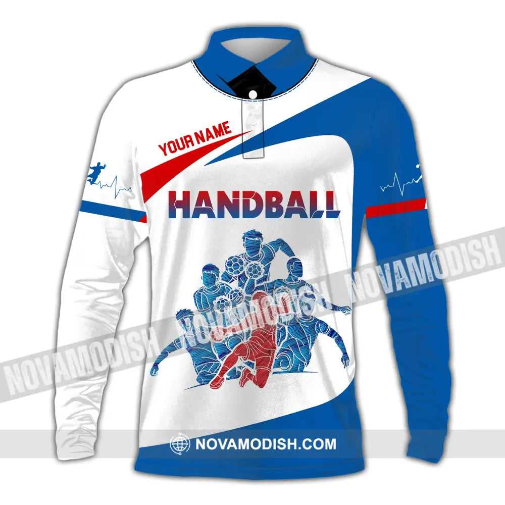 Man Shirt Custom Name Handball Player Hoodie Polo Long Sleeve / S T-Shirt