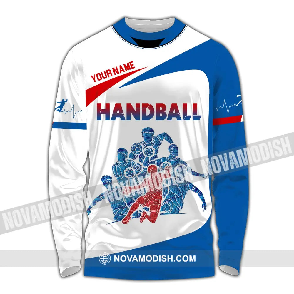 Man Shirt Custom Name Handball Player Hoodie Polo Long Sleeve / S T-Shirt