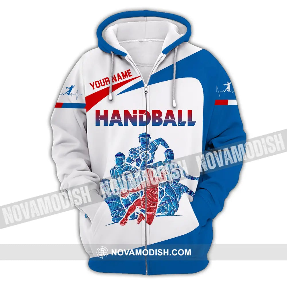 Man Shirt Custom Name Handball Player Hoodie Polo Long Sleeve Zipper / S T-Shirt