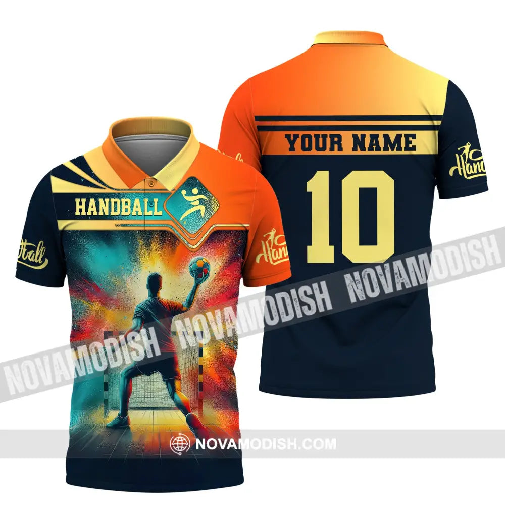 Man Shirt Custom Name Handball T-Shirt Hoodie For Players Polo / S