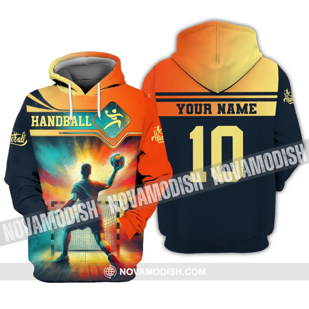 Man Shirt Custom Name Handball T-Shirt Hoodie For Players / S