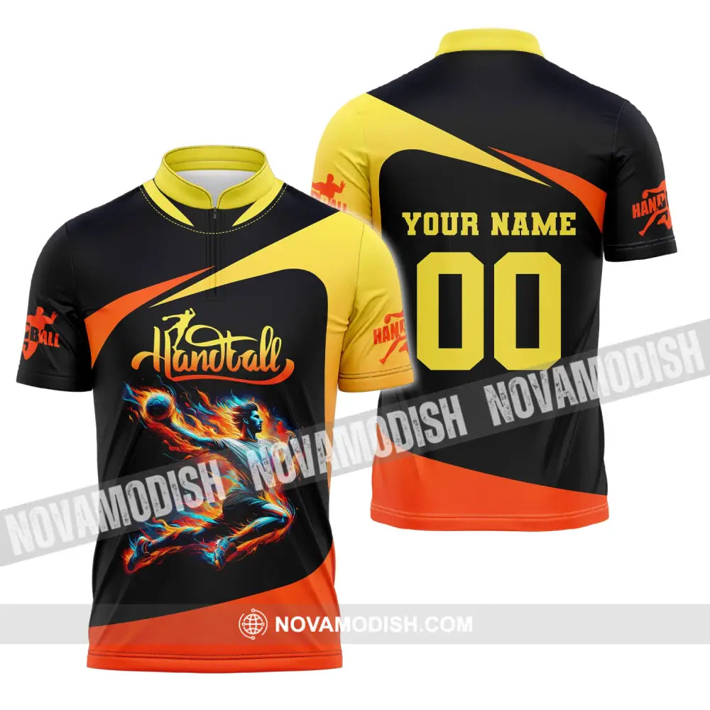 Man Shirt Custom Name Handball T-Shirt Hoodie For Players Zipper Polo / S