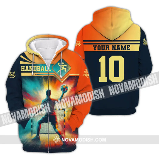 Man Shirt Custom Name Handball T-Shirt Hoodie For Players Zipper / S