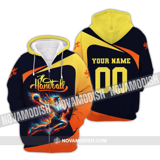 Man Shirt Custom Name Handball T-Shirt Hoodie For Players Zipper / S