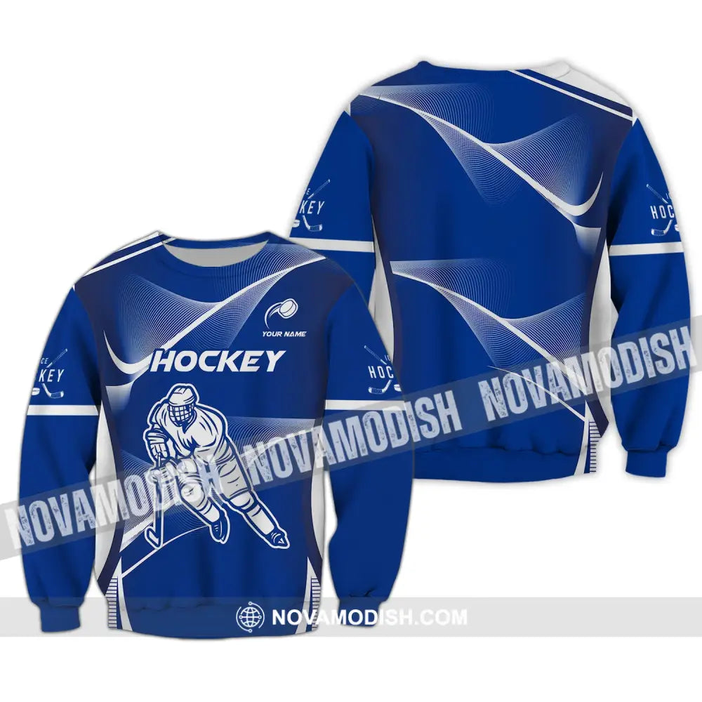 Man Shirt Custom Name Ice Hockey T-Shirt Gift For Player Long Sleeve / S