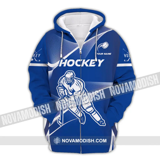 Man Shirt Custom Name Ice Hockey T-Shirt Gift For Player Zipper Hoodie / S