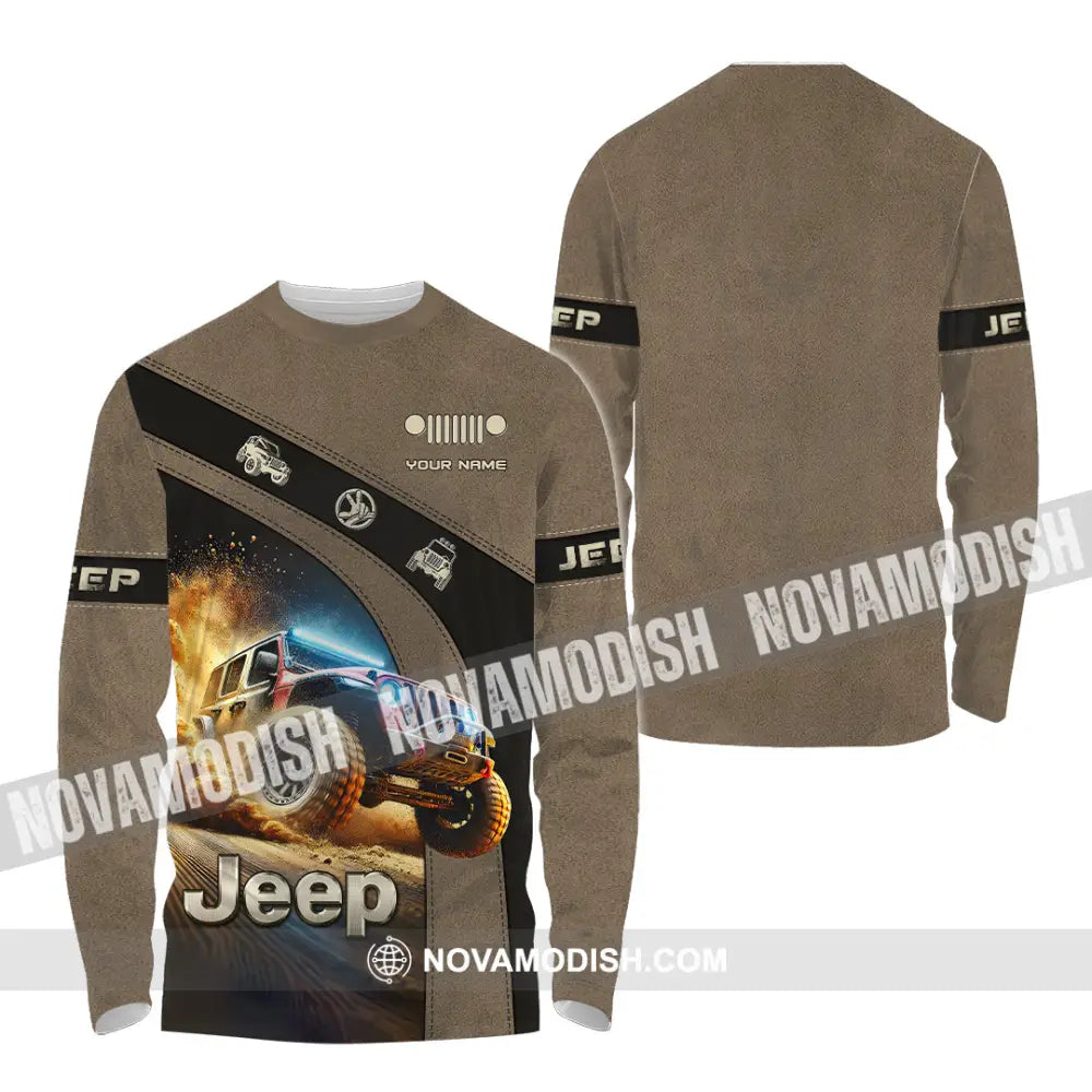 Man Shirt Custom Name Jeep Lover Gift Polo Long Sleeve Hoodie / S T-Shirt
