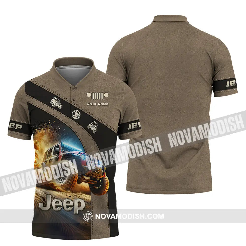 Man Shirt Custom Name Jeep Lover Gift Polo Long Sleeve Hoodie / S T-Shirt