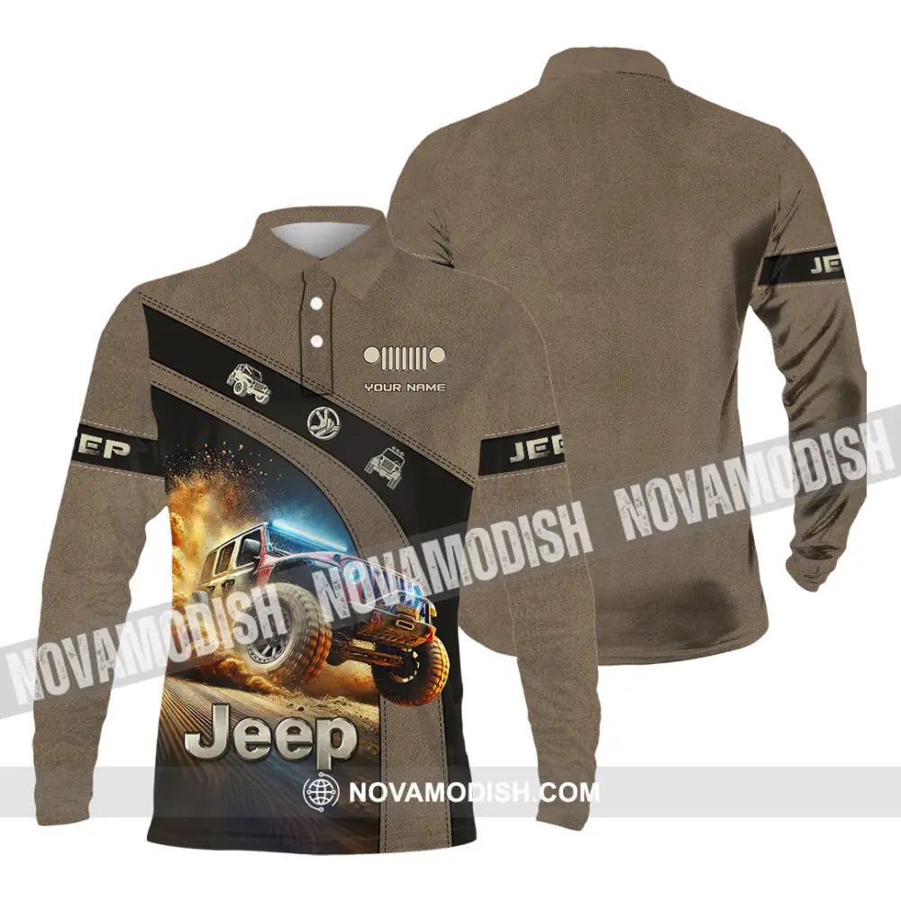 Man Shirt Custom Name Jeep Lover Gift Polo Long Sleeve Hoodie / S T-Shirt