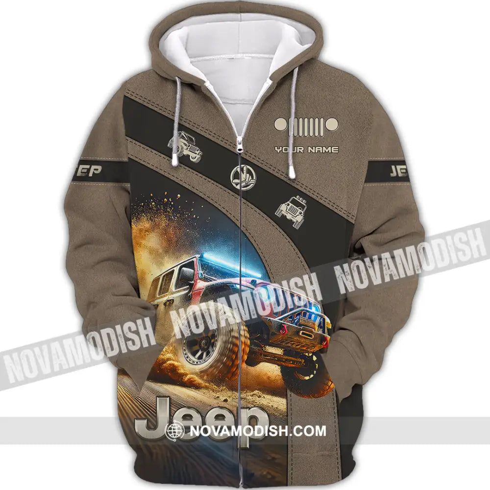 Man Shirt Custom Name Jeep Lover Gift Polo Long Sleeve Hoodie Zipper / S T-Shirt