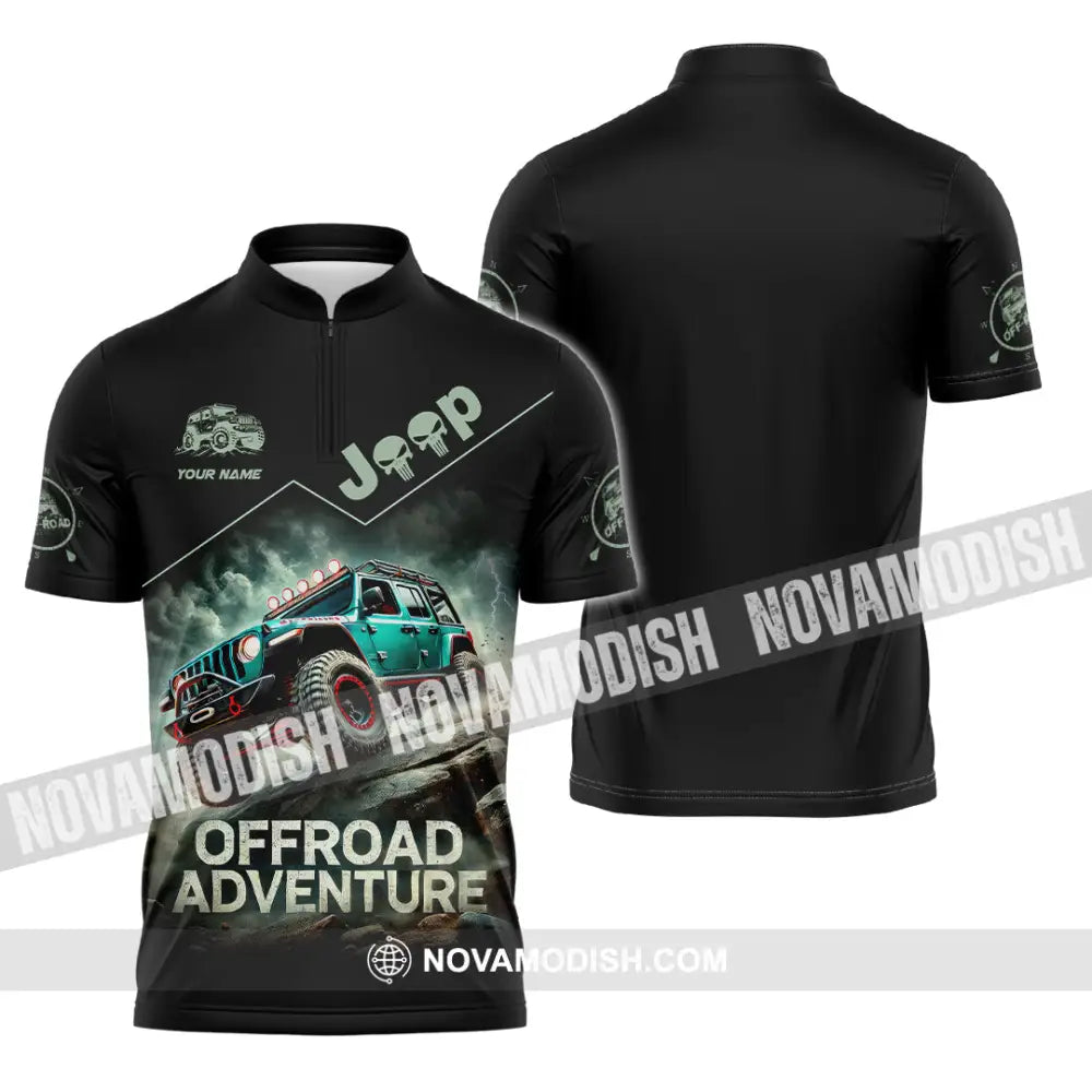 Man Shirt Custom Name Jeep Lover Gift Polo Long Sleeve Hoodie Zipper / S T-Shirt