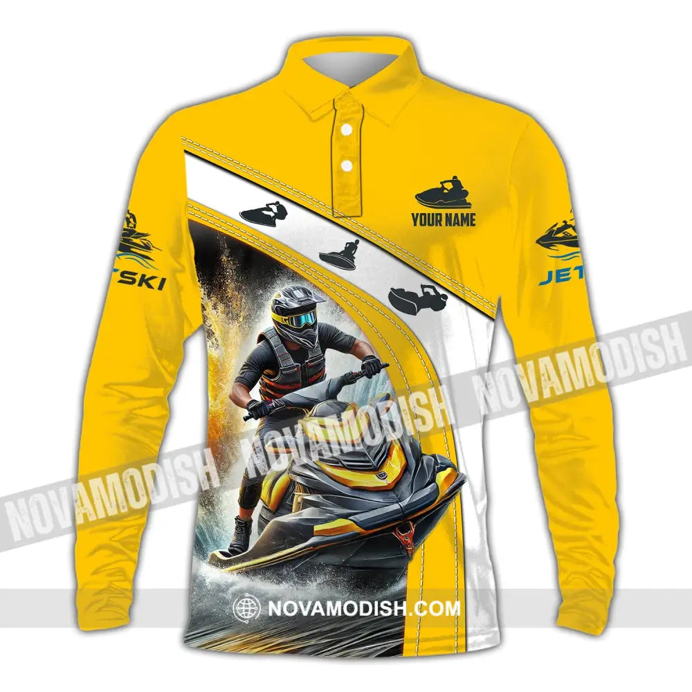 Man Shirt Custom Name Jet Ski Polo Long Sleeve Gift / S T-Shirt