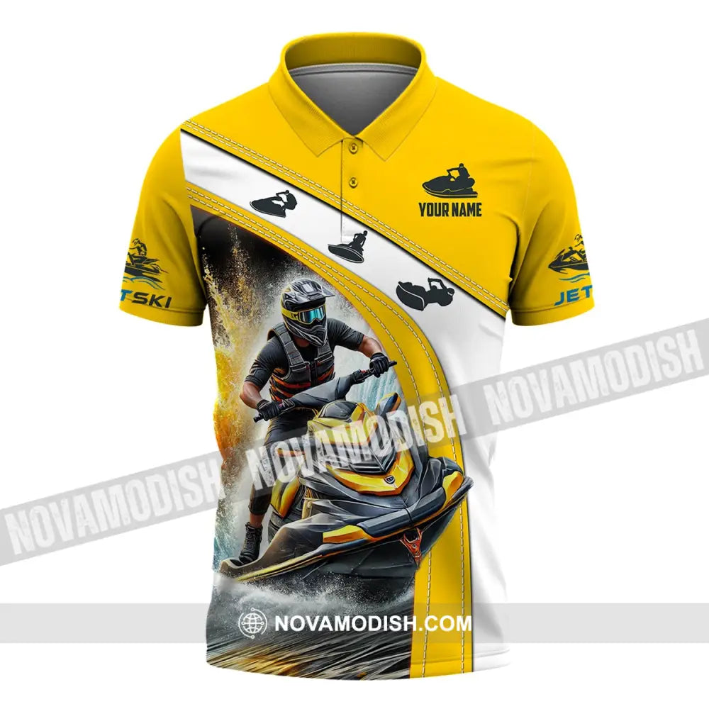 Man Shirt Custom Name Jet Ski Polo Long Sleeve Gift / S T-Shirt