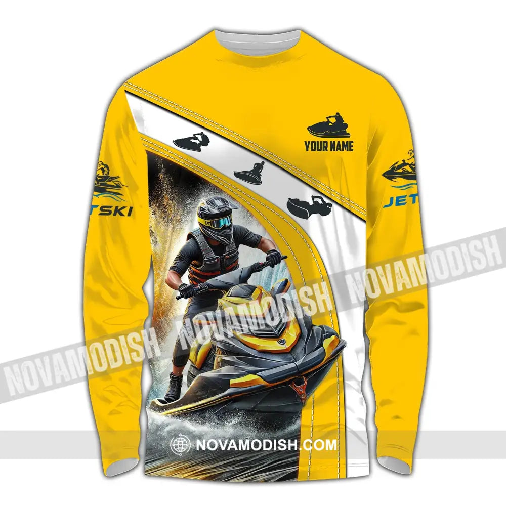 Man Shirt Custom Name Jet Ski Polo Long Sleeve Gift / S T-Shirt