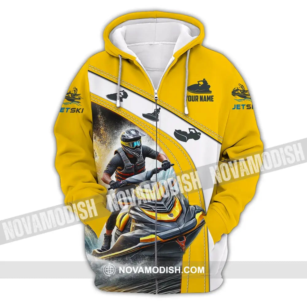 Man Shirt Custom Name Jet Ski Polo Long Sleeve Gift Zipper Hoodie / S T-Shirt