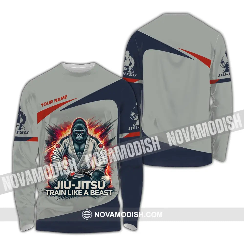 Man Shirt Custom Name Jiujutsu Lover Hoodie Polo Long Sleeve / S T-Shirt