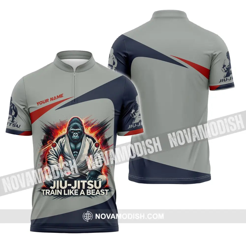 Man Shirt Custom Name Jiujutsu Lover Hoodie Polo Long Sleeve Zipper / S T-Shirt