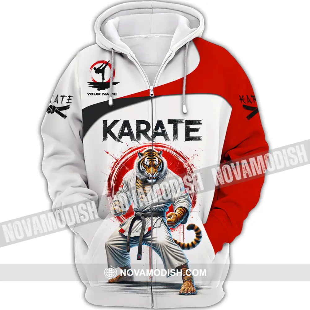 Man Shirt Custom Name Karate Hoodie Polo Long Sleeve Gift For Lovers Zipper / S T-Shirt