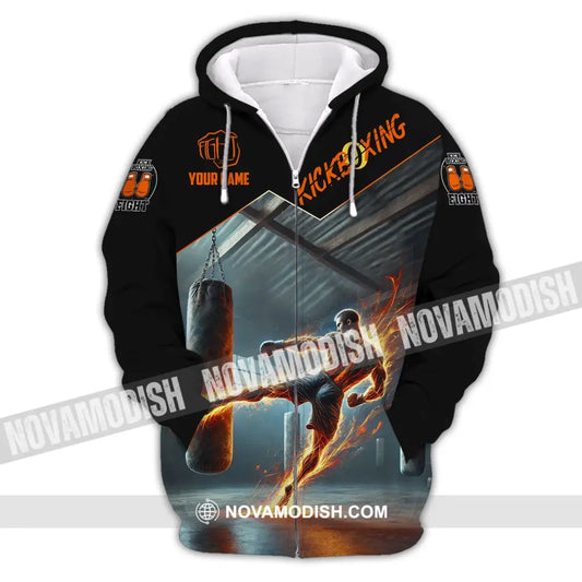 Man Shirt Custom Name Kickboxing Hoodie Polo Long Sleeve Zipper / S T-Shirt