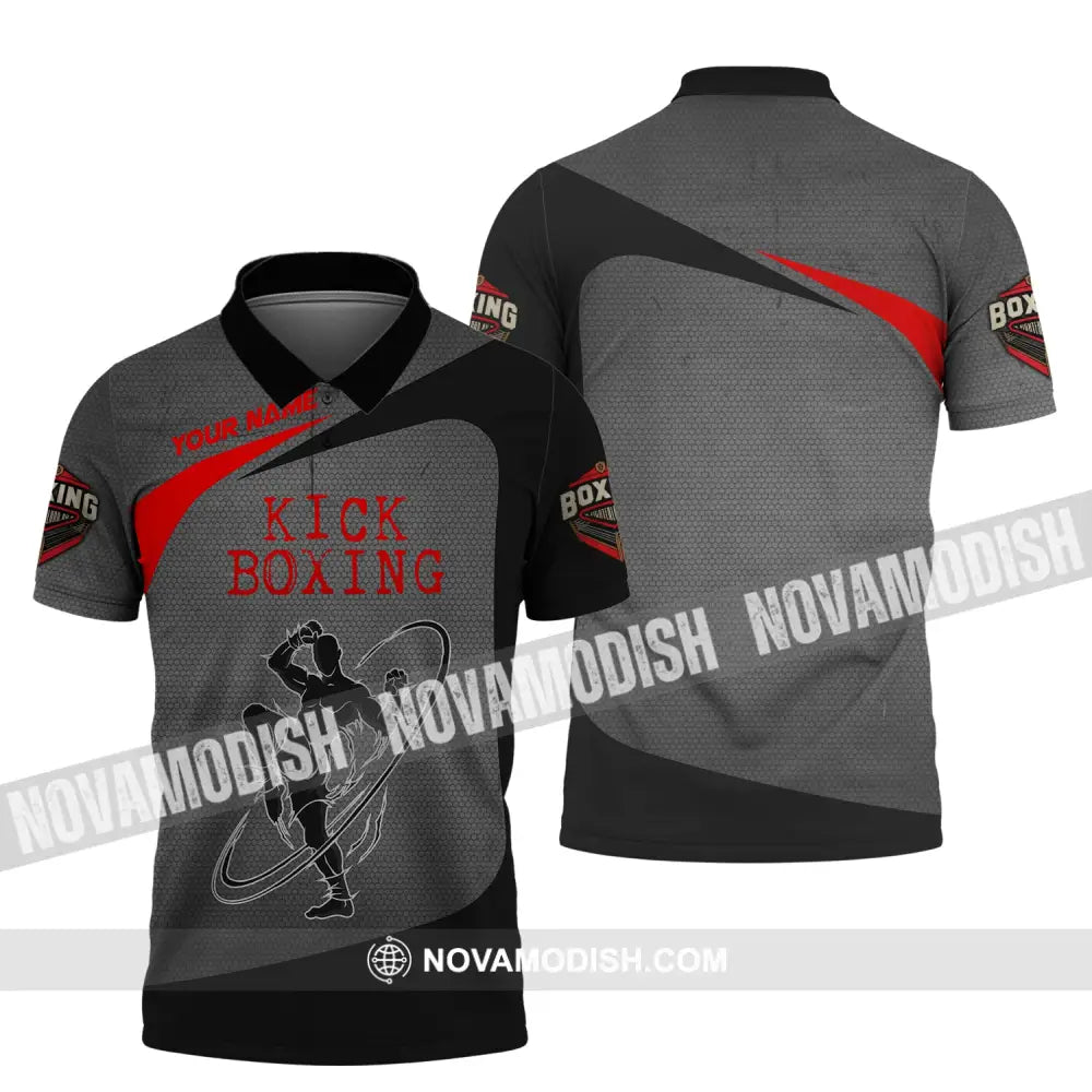 Man Shirt Custom Name Kick Boxing T-Shirt For Lover Gift Players Polo / S