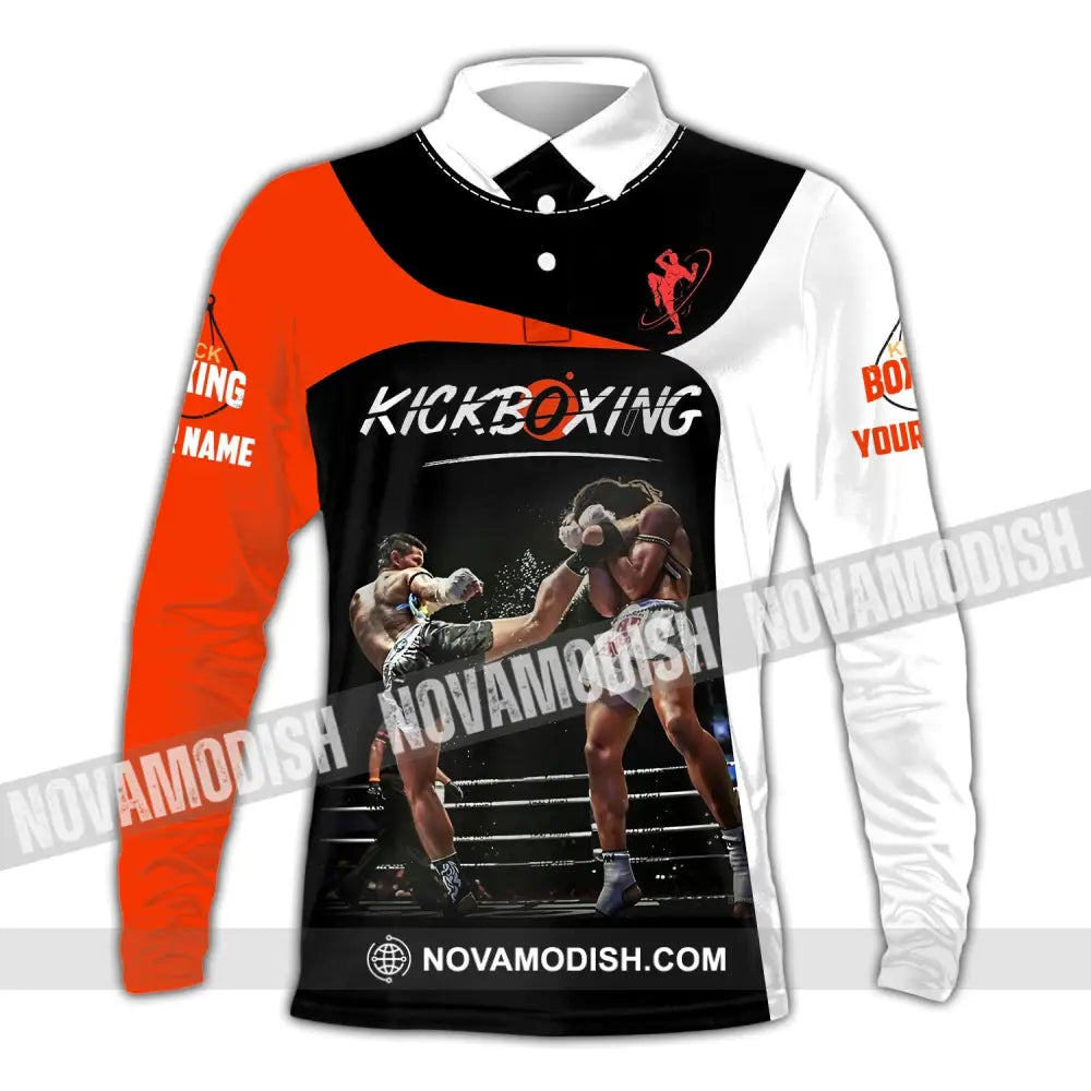 Man Shirt Custom Name Kickboxing Hoodie Polo Long Sleeve / S T-Shirt