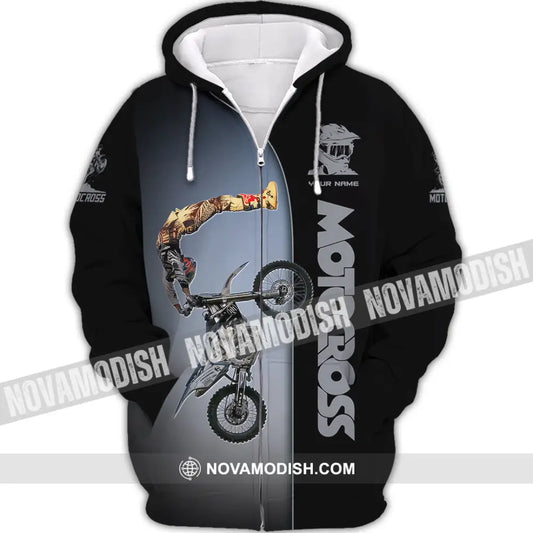 Man Shirt Custom Name Moto Cross Gift Polo Hoodie Long Sleeve Zipper / S T-Shirt