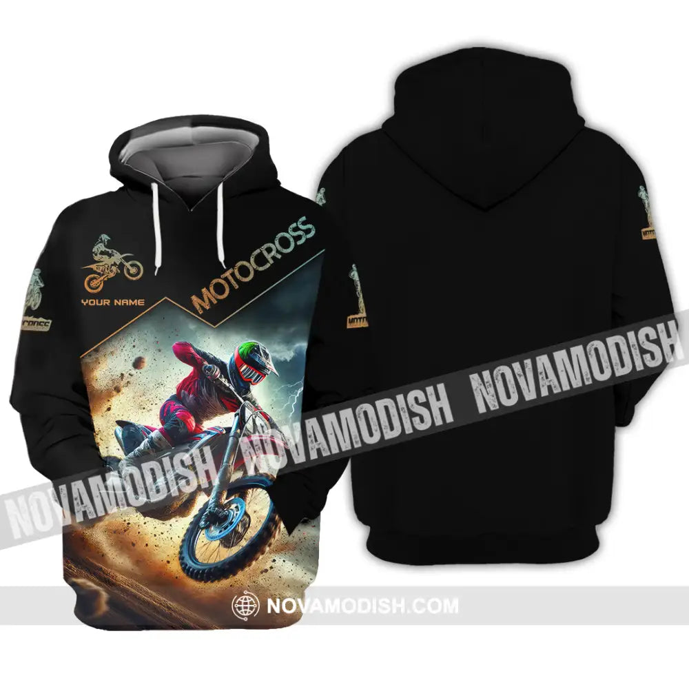 Man Shirt Custom Name Moto Cross Gift Polo Long Sleeve Hoodie / S T-Shirt