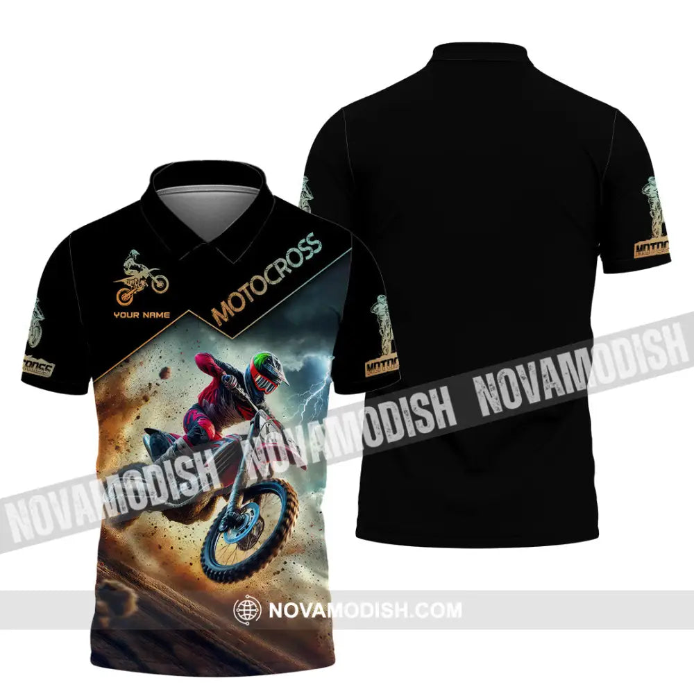 Man Shirt Custom Name Moto Cross Gift Polo Long Sleeve Hoodie / S T-Shirt