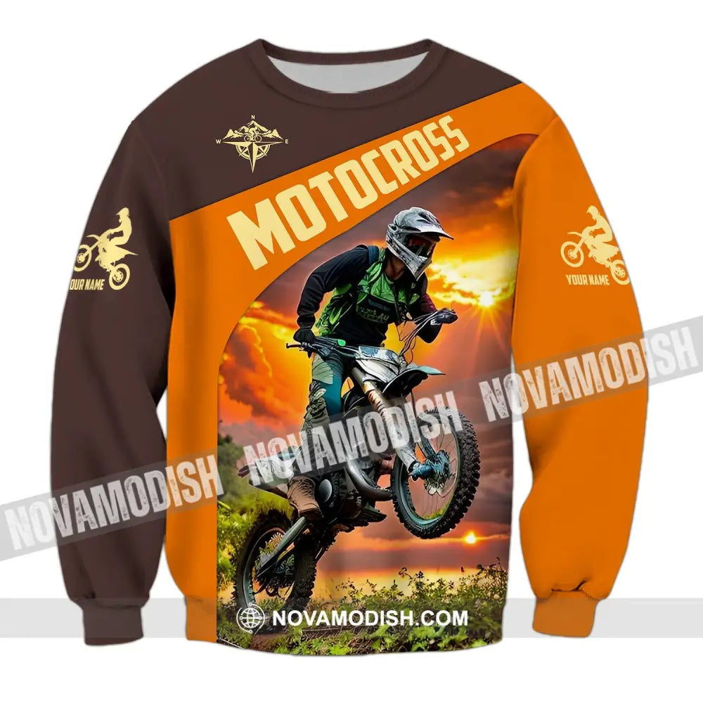 Man Shirt Custom Name Moto Cross Love Gift Long Sleeve / S T-Shirt