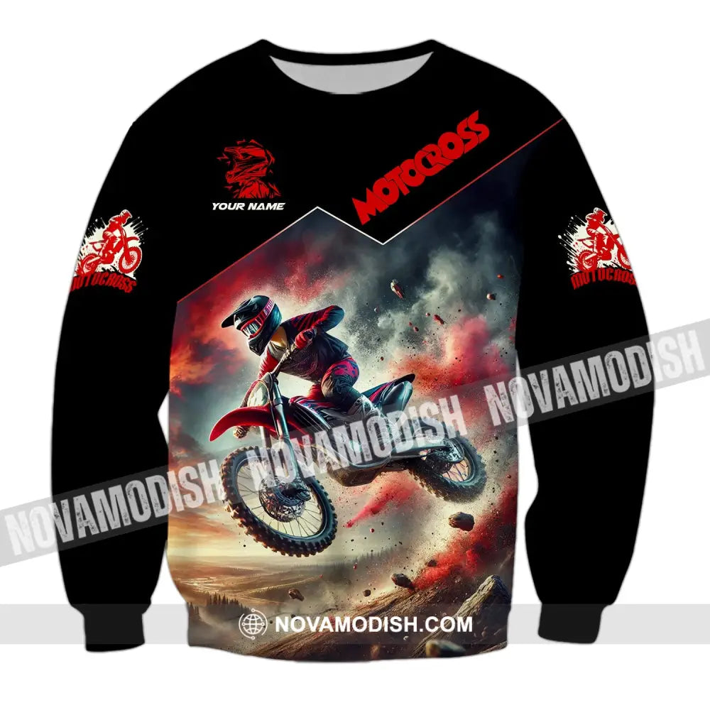 Man Shirt Custom Name Moto Cross Love Gift Long Sleeve / S T-Shirt