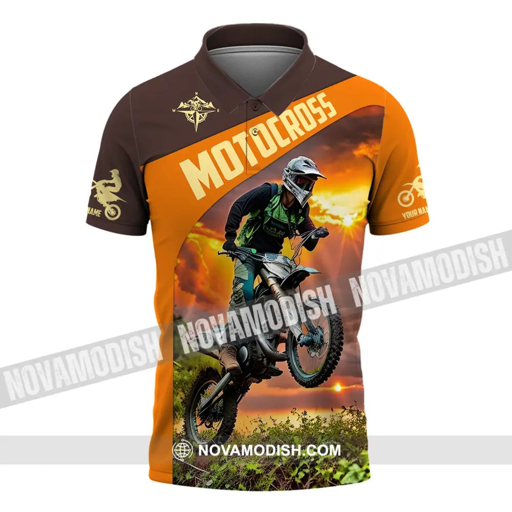 Man Shirt Custom Name Moto Cross Love Gift Polo / S T-Shirt